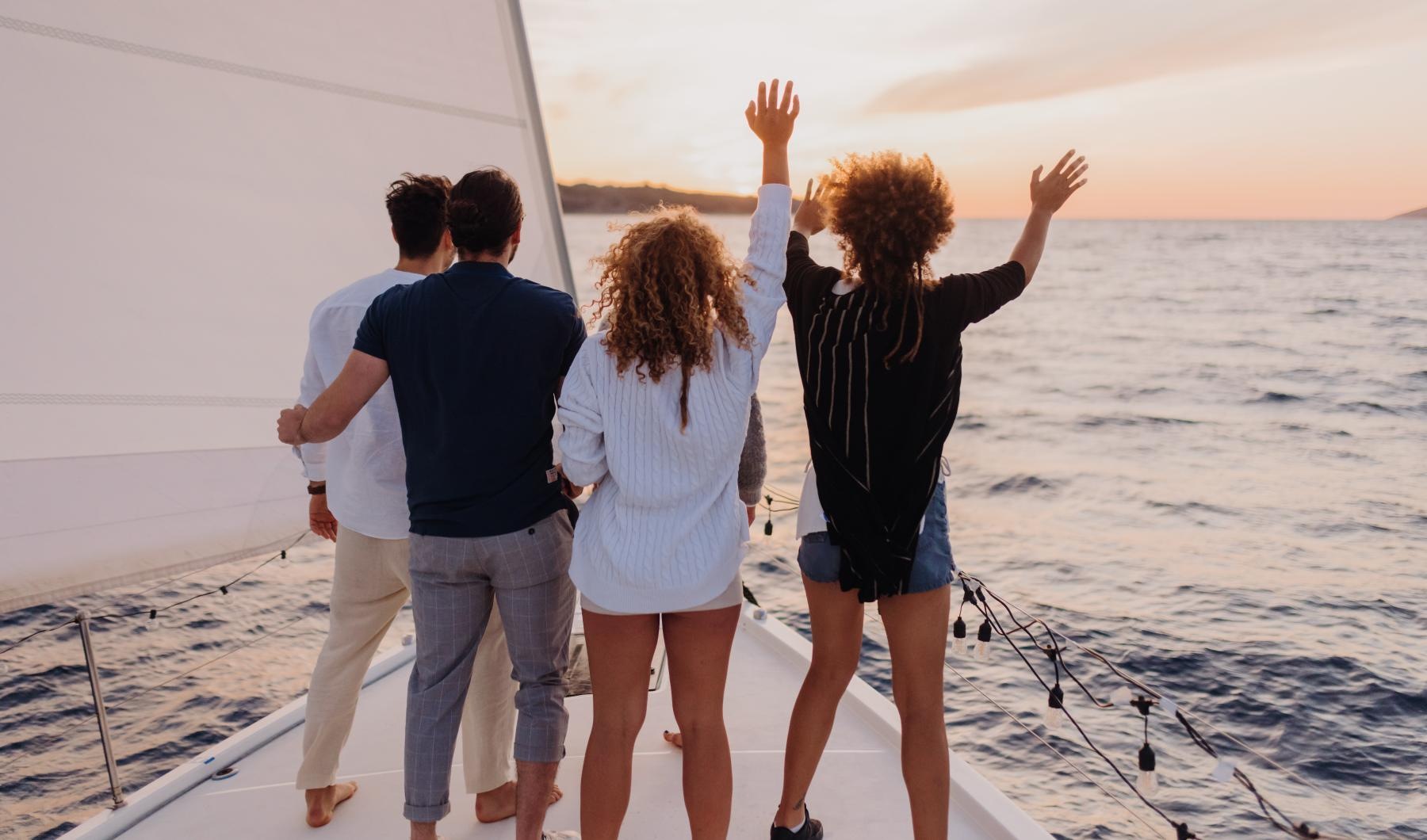 a group of people on a boat